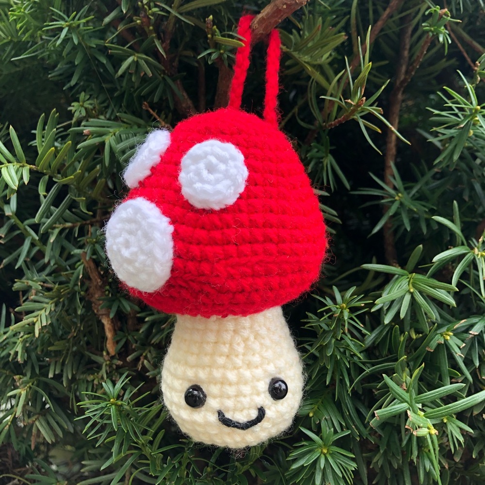Crochet Mushroom Christmas Ornament